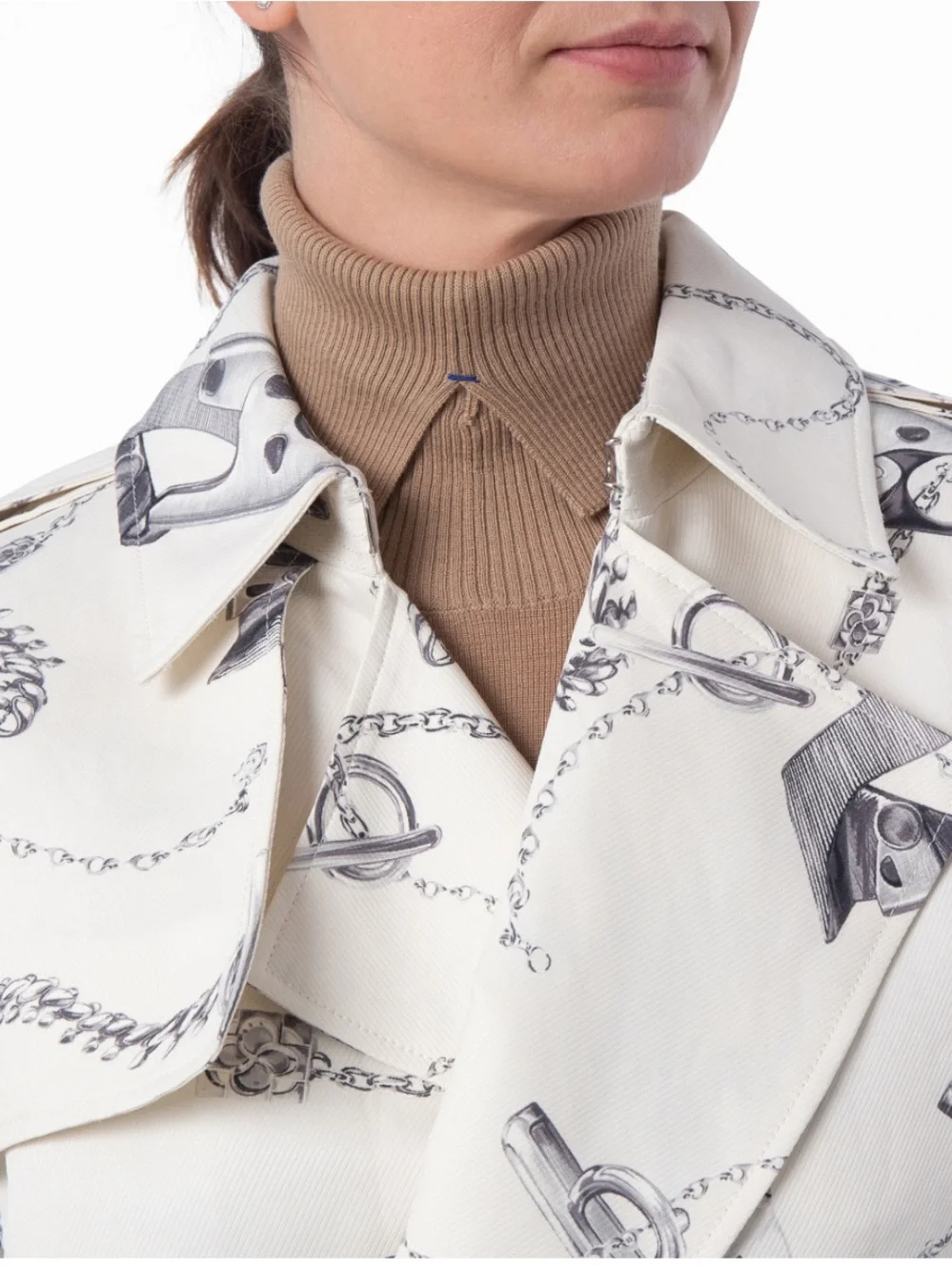 Burberry White Trench Coat Knight Hardware Tricotine - fitting up to Sz 20 - Picture 13 of 14